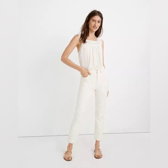 madewell perfect vintage jean in cream eyelet - Picture 2 of 7